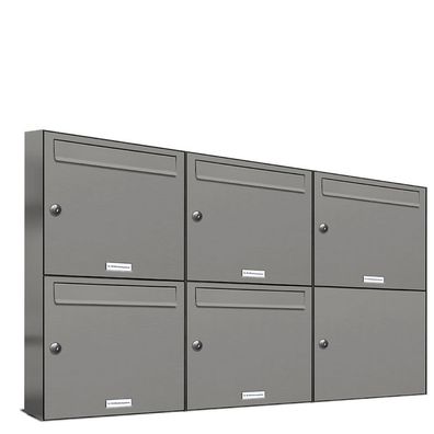 5er Premium Briefkasten Aluminiumgrau RAL 9007 für Außen Wand Postkasten 3x2