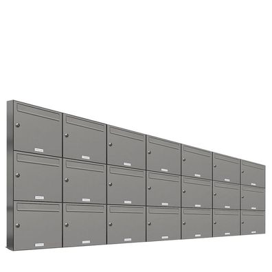 21er Premium Briefkasten Aluminiumgrau RAL 9007 für Außen Wand Postkasten 7x3