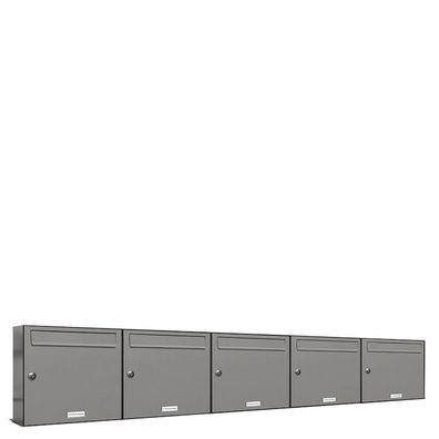 5er Premium Briefkasten Aluminiumgrau RAL 9007 für Außen Wand Postkasten 5x1