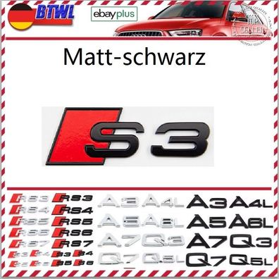 schwarz Auto Kofferraum Logo Matt-schwarz Emblem Badge für AUDI s3 Emblem S3