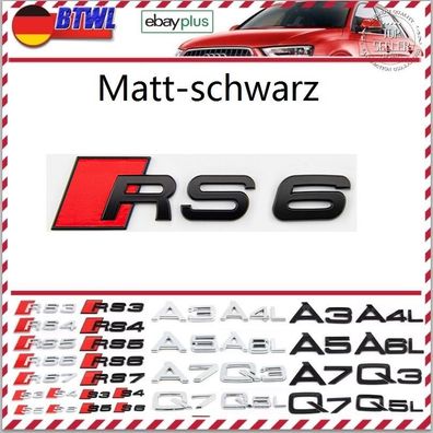 schwarz Auto Kofferraum Logo Matt-schwarz Emblem Badge für AUDI rs6 Emblem RS6