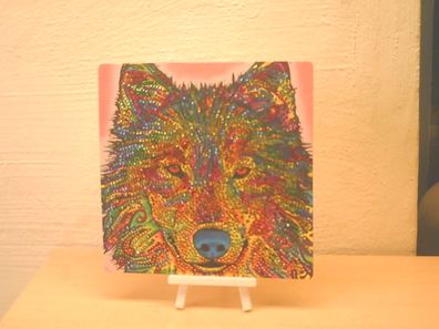 Fertiges 5D Strass-Steine-Bild Wolf bunt 20 x 20 cm von Toi-Toys