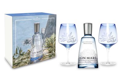Gin Mare Geschenkset Mediterranean Gin 0,7L (42,7% Vol) + 2x Gin Mare Ballongla