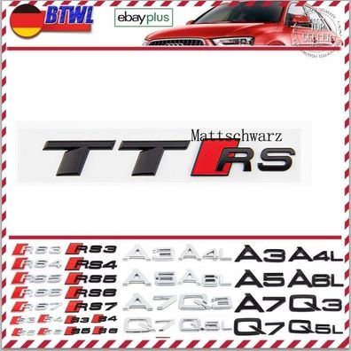 schwarz Auto Kofferraum Logo Matt-schwarz Emblem Badge für AUDI TTRS Emblem TTRS