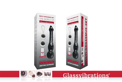 Glassvibrations Glasdildo Set Zepter schwarz Glas Dildo Sexspielzeug Massagegerät
