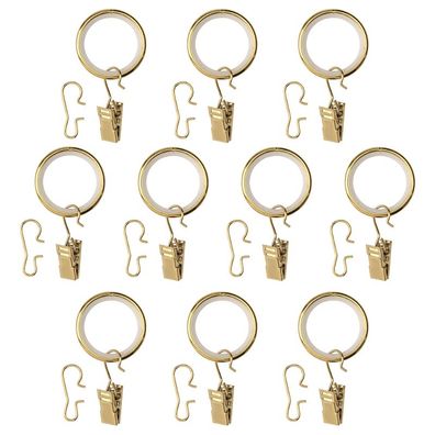 10x IKEA Gardinenring mit Klemme & Haken Gardinenhalter gardine Halter messingfar