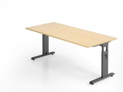 Schreibtisch C-Fuß 180x80cm Ahorn-Graphit