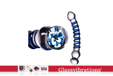 Glassvibrations Glasdildo Blue Flower Glas Dildo Sexspielzeug Lust Massagegerät