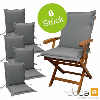 6x Sitzauflage Niederlehner Polsterauflage Stuhlauflage Auflage extra dick-Grau