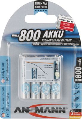 Akkuzelle maxE 1,2 V 800 mAh R03-AAA-Micro HR03 4 4St./ Blister Ansmann