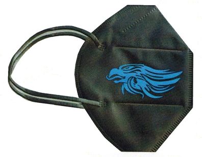 1 FFP2 Maske in Schwarz Deutsche Herstellung mit Print - Adler blau - 15377