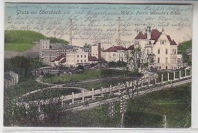 64328 Ak Gruß aus Ebersbach Villa und Fabrik Wünsches Erben 1907