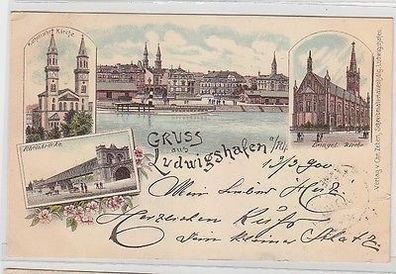 64788 Ak Lithographie Gruß aus Ludwigshafen am Rhein 1900