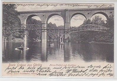 66049 Ak Grüße aus Görlitz Neisse Viadukt und Laufsteg 1902