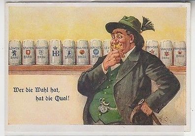 63821 Bier Humor Ak "Wer die Wahl hat, hat die Qual!" um 1930