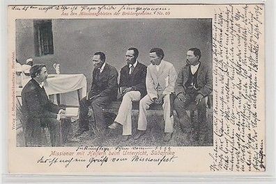 66396 Ak Missionar mit Helfern beim Unterricht Südafrika 1907