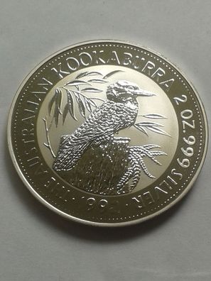 2$ 1992 2 Unzen 62,2g 999er Silber Australien Kookaburra 2 Dollars 1992 Kookaburra