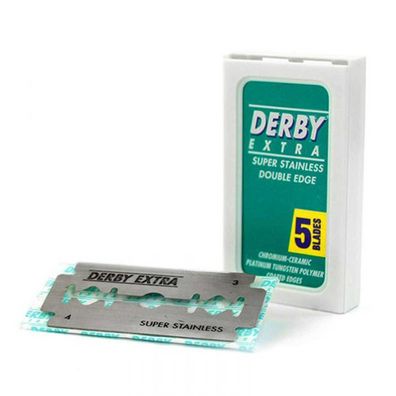 Derby Extra Super Stainless Grün Double Edge Rasierklingen Packungsinhalt 5 Stück