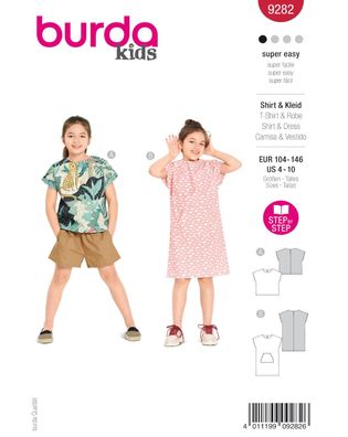 Burda Style Papierschnittmuster Shirt und Kleid Kinder #9282