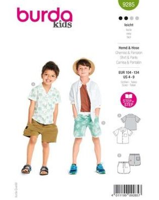Burda Style Papierschnittmuster Haiwai-Hemd und meeresfarbene Shorts #9285
