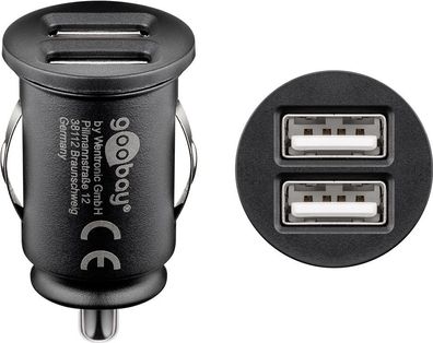 goobay - Dual-USB-Autoladegerät 4,8 A - kompakte Stromversorgung für Handys und ...