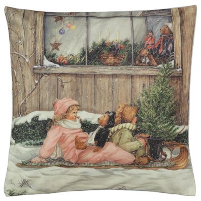 Kinder Nostalgie Kissenhülle 40x40 cm Weihnachten Weihnachtskissen Kissenbezug