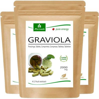 MoriVeda® Graviola Tabletten 2000mg Extrakt 4:1, Sauersack (3x120 Tabs)