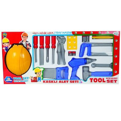 Pilsan Kinderwerkzeugset 03249 mit Kinderwerkzeug, Kinderhelm, Säge, Schrauben