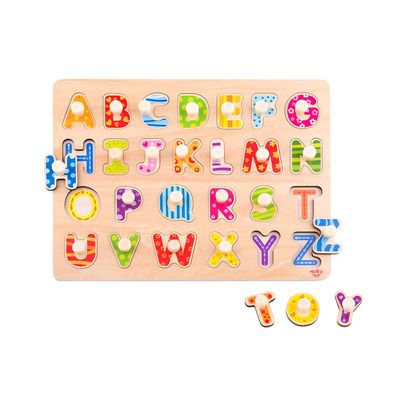 Tooky Toy Kinder Alphabet Puzzle Holz TY852 bunte Buchstaben Steckspiel aus Holz