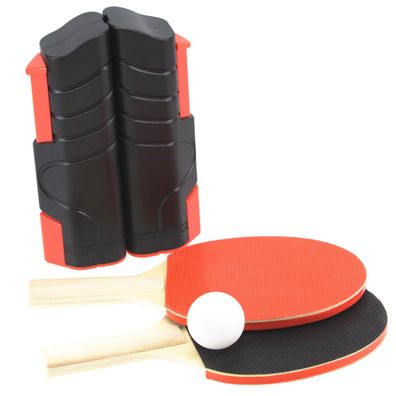 Tischtennis Set Schläger ausziehbares Netz Aufrollfunktion Tisch schnellspanner