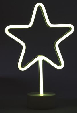 LED Neon Leuchte Stern Dekoleuchte auf Standfuß Batteriebetrieb Dekostern Licht