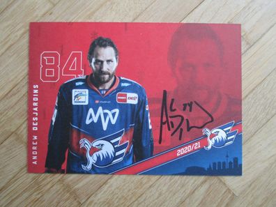 Eishockey Bundesliga Adler Mannheim Saison 20/21 Andrew Desjardins - hands. Autogramm