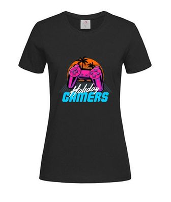 T-Shirt Damen-Holiday gamers 80s retro