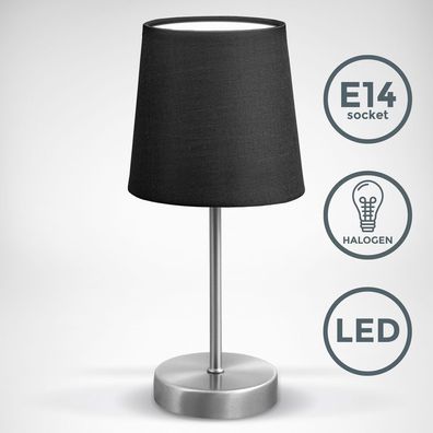 Tischlampe Stoff Nachttisch-Leuchte Wohnzimmerlampen Dekoleuchte E14 schwarz LED