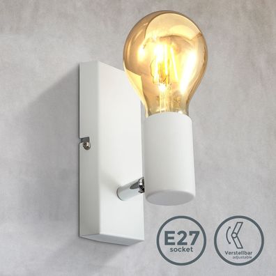 Wandlampe Deckenleuchte Retro Vintage weiß Wand-Spot Industrie-Lampe Flur E27