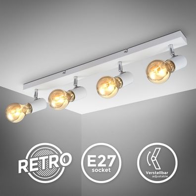 Deckenleuchte Retro Vintage Spot weiß Deckenlampe Industrie-Lampe Flur 4x E27