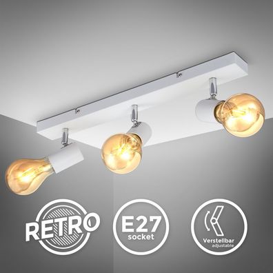 Deckenleuchte Retro Vintage Spot weiß Deckenlampe Industrie-Lampe Flur 3x E27
