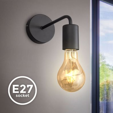 Vintage Wandlampe Retro Wandspot schwarz matt Flur Leuchte Wohnzimmer Edison E27