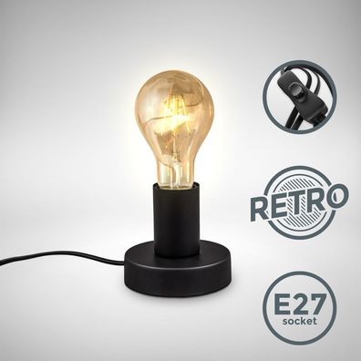 Retro Tischlampe Vintage Tischleuchte Dekolicht Wohnraum Flur Edison E27 schwarz