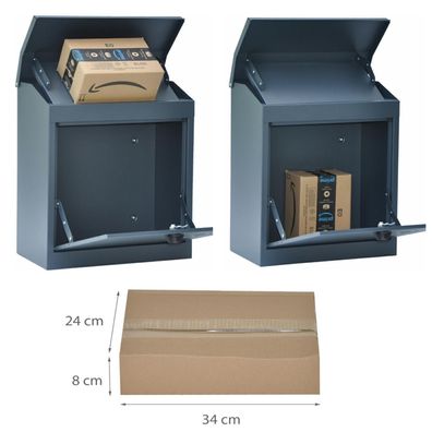 XXL Briefkasten Paketbox Colosso - 52 x 43 x 25 cm - grau