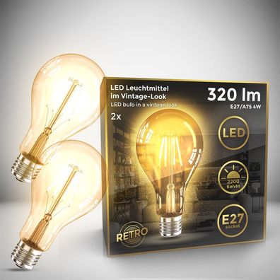 2x LED Leuchtmittel Filament Vintage Industrie Lampe E27 Retro Glühbirne ST64 4W
