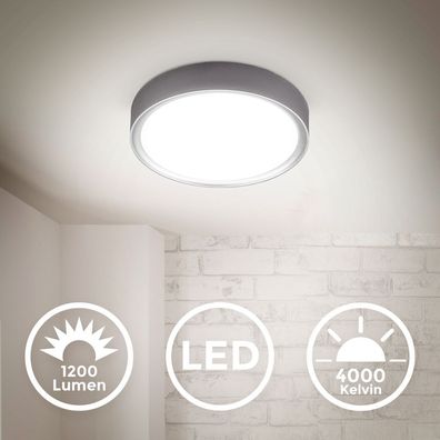 LED Deckenlampe 12W silber Deckenleuchte 4.000K Wohnzimmer Flur Küche 25cm