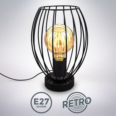Tischlampe Vintage Tischleuchte Retro Dekolicht Wohnraum Flur Edison E27 schwarz 
