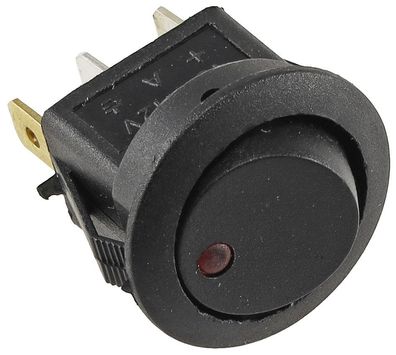 12V Schalter mit roter LED EIN / AUS, 16A, Ø 20mm Einbau