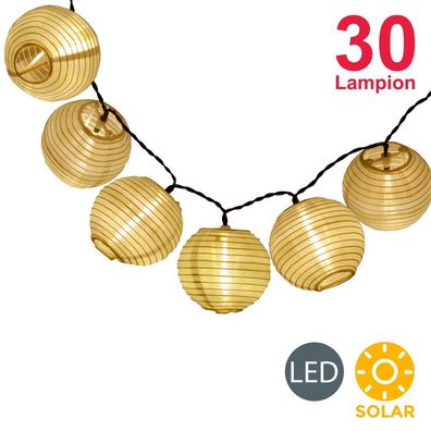 LED Solarlichterkette 6m weiß Lampion-Außenlichterkette IP44 Balkon Garten Spieß
