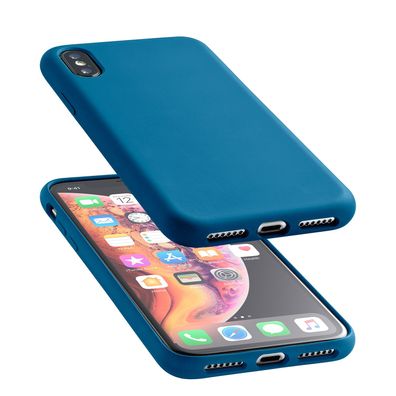 Cellularline Sensation Silikon Hülle für Apple iPhone X Plus soft touch Blau NEU
