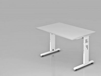 Schreibtisch C-Fuß 120x80cm Grau-Weiß
