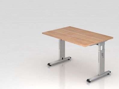 Schreibtisch C-Fuß 120x80cm Nußbaum-Silber
