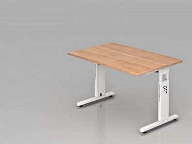 Schreibtisch C-Fuß 120x80cm Nußbaum-Weiß