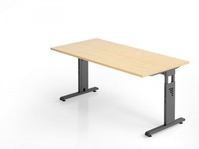 Schreibtisch C-Fuß 160x80cm Ahorn-Graphit